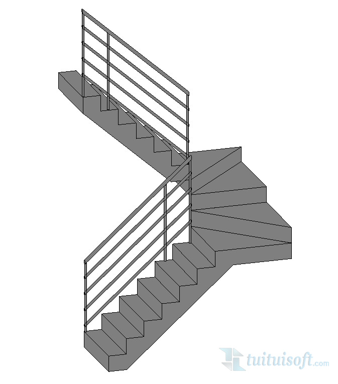 的楼梯是这样的 接着我们看图 调整他的标高,用平台绘制三角形的梯段