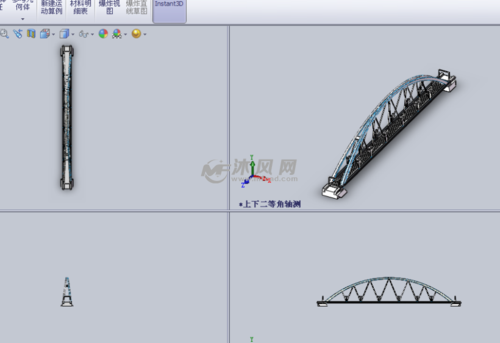 三视图展示变参数桥梁结构模型 - BIM,Reivt中文网