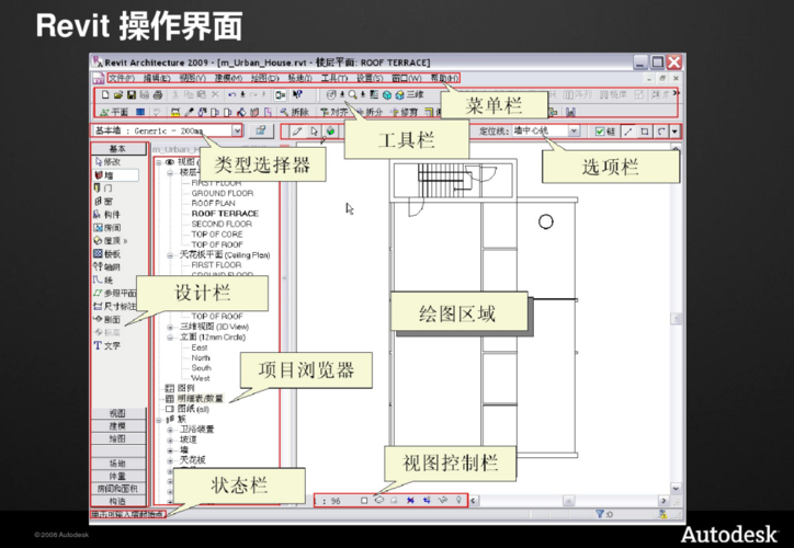 Revit软件的工作界面构成要素有哪些？ - BIM,Reivt中文网