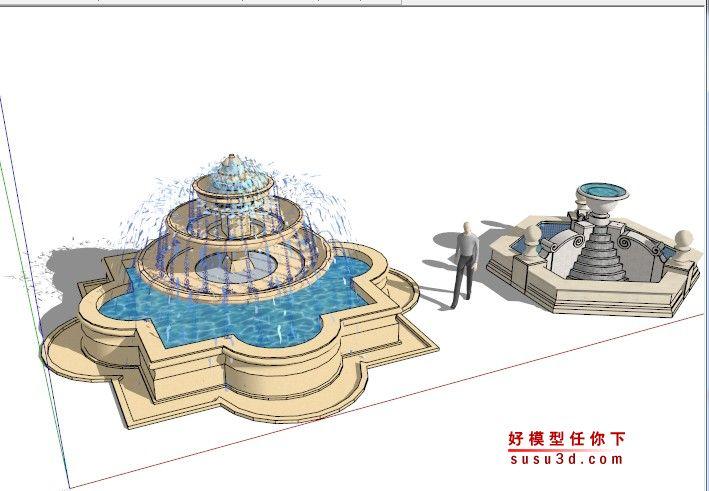 10套室外景观喷泉草图大师SKP模型源文件（包含喷泉和旱喷） - BIM,Reivt中文网