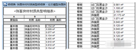 饰面块材材质类型明细表